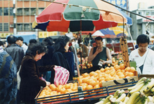 People buying fruit in Taiwan.